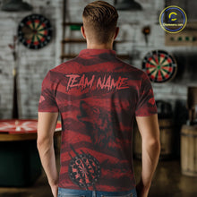 Load image into Gallery viewer, Custom Red Grunge Wolf Torn Dartboard Men Darts Polo Shirt Wolf Dart League Jerseys NYN2166