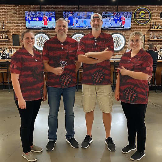 Custom Red Grunge Wolf Torn Dartboard Men Darts Quarter-Zip Shirt Wolf Dart League Jerseys NYN2166