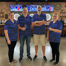 Load image into Gallery viewer, Custom Blue Grunge Wolf Torn Dartboard Men Darts Quarter-Zip Shirt Wolf Dart League Jerseys NYN2168