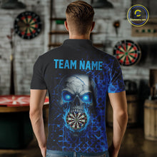 Load image into Gallery viewer, Custom Blue Dripping Skull Darts Polo Shirt For Men Fire Flame Skull Dart League Jerseys NYN2173