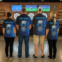 Load image into Gallery viewer, Custom Blue Dripping Skull Darts Quarter-Zip Shirt For Men Fire Flame Skull Dart League Jerseys NYN2173
