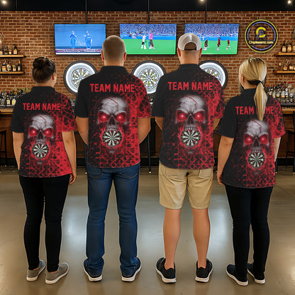 Custom Red Dripping Skull Darts Polo Shirt For Men Fire Flame Skull Dart League Jerseys NYN2175