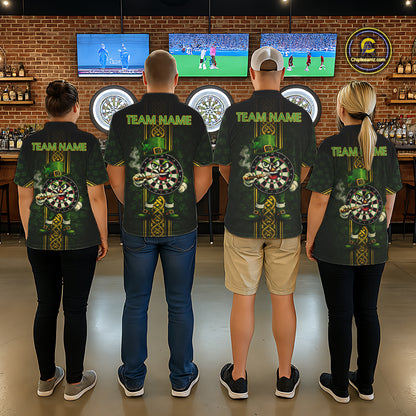 Funny Smoking Dartboard St Patrick's Day Darts Quarter-Zip Shirt For Men Custom Dart League Shirt NYN2656