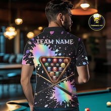 Load image into Gallery viewer, Holographic Rainbow Pool Billiard Shirts For Men Custom Flame 8 Ball Pool Billiard Team Jerseys NYN3016