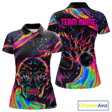 Load image into Gallery viewer, Custom Skull Holographic Bowling Shirt Bowling Team League Colorful Splatter Bowling Shirt For Women NYN3194
