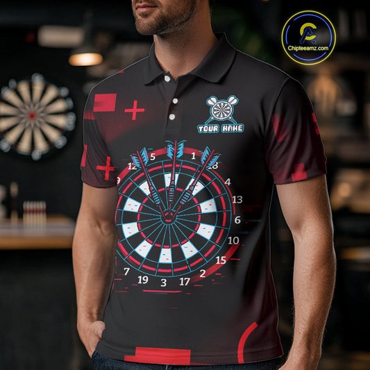 Custom Black Purple Flames Wolf Dartboard Dart Men Polo Shirt Outfits Dart Jerseys NYN1620
