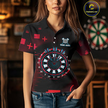 Load image into Gallery viewer, Custom Black Purple Flames Wolf Dartboard Dart Women Polo Shirt Outfits Dart Jerseys NYN1620