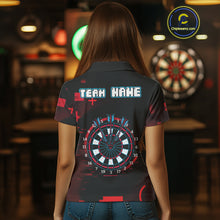 Load image into Gallery viewer, Custom Black Purple Flames Wolf Dartboard Dart Women Polo Shirt Outfits Dart Jerseys NYN1620
