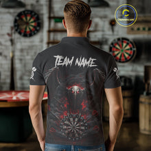 Load image into Gallery viewer, Black Smokes Eagle Chain Red Grunge Dartboard Custom Men Darts Polo Shirt Dart Jerseys NYN1907