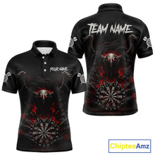 Load image into Gallery viewer, Black Smokes Eagle Chain Red Grunge Dartboard Custom Men Darts Polo Shirt Dart Jerseys NYN1907