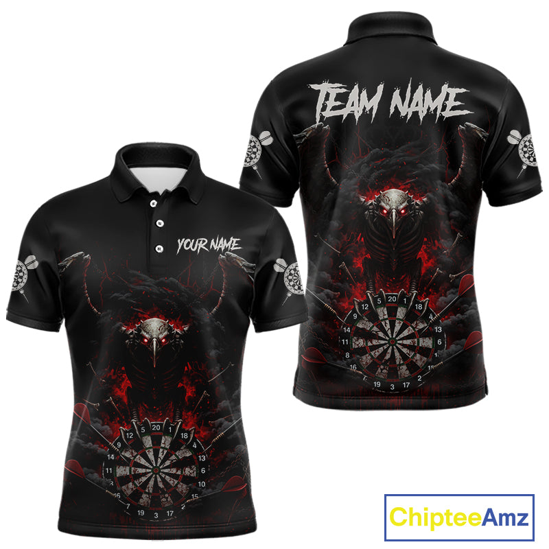 Black Smokes Eagle Chain Red Grunge Dartboard Custom Men Darts Polo Shirt Dart Jerseys NYN1907