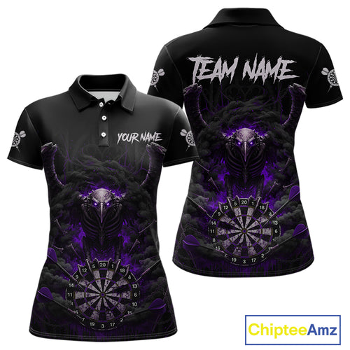 Black Smokes Eagle Chain Purple Grunge Dartboard Custom Women Darts Polo Shirt Dart Jerseys NYN1908