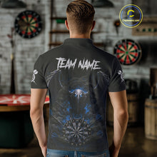 Load image into Gallery viewer, Black Smokes Eagle Chain Blue Grunge Dartboard Custom Men Darts Polo Shirt Dart Jerseys NYN1909
