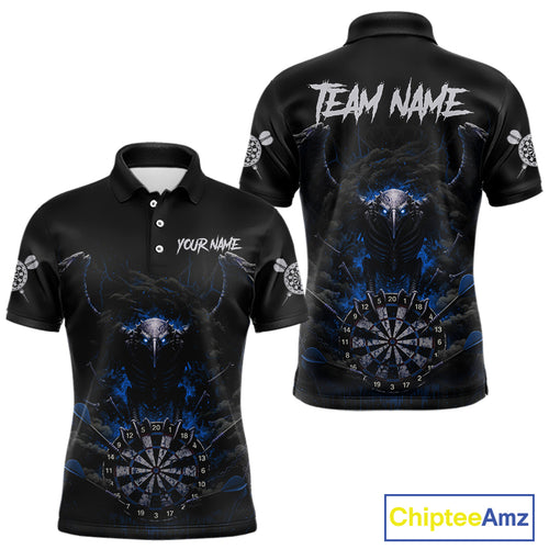 Black Smokes Eagle Chain Blue Grunge Dartboard Custom Men Darts Polo Shirt Dart Jerseys NYN1909