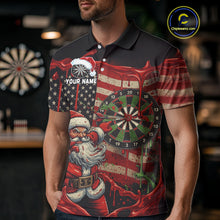 Load image into Gallery viewer, Custom Santa Dripping Dartboard Christmas Men Darts Polo Shirt US Flag Xmas Dart Jerseys NYN1912