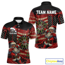 Load image into Gallery viewer, Custom Santa Dripping Dartboard Christmas Men Darts Polo Shirt US Flag Xmas Dart Jerseys NYN1912