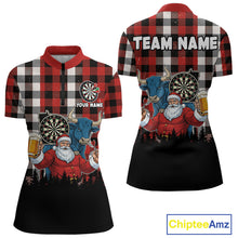 Load image into Gallery viewer, Custom Funny Santa &amp; Bull Beer Dartboard Christmas Women Darts Quarter-Zip Shirt Xmas Dart Jerseys NYN1913