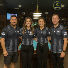 Load image into Gallery viewer, Grey Grunge Ball Pool Men Billiard Polo &amp; 1/4-Zip Shirt Custom 8 Balls Billiard Team Jerseys NYN2443