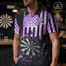 Load image into Gallery viewer, Purple US Flag Grunge Dartboard &amp; Arrow Men Darts 1/4-Zip Shirts Custom Dart Team Jerseys NYN2444