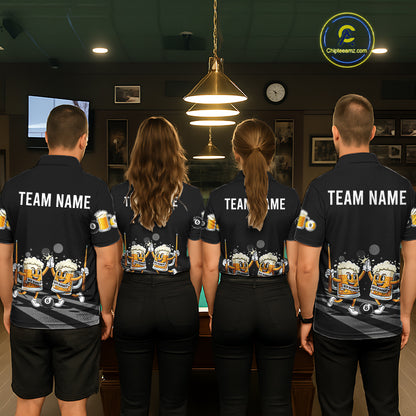 Funny Beer Couple Play Pool 8 Ball Women's Billiard Team Shirt Custom Billiard Polo & 1/4 Zip Attire NYN2666