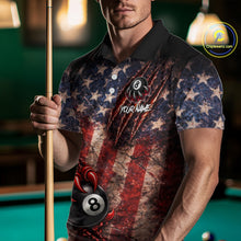 Load image into Gallery viewer, Personalized Cracked US Flag Grunge Claws Pool 8 Ball Men's Billiard Team Shirt Billiard Attire NYN2672