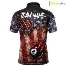 Load image into Gallery viewer, Personalized Cracked US Flag Grunge Claws Pool 8 Ball Men's Billiard Team Shirt Billiard Attire NYN2672