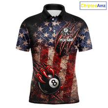 Load image into Gallery viewer, Personalized Cracked US Flag Grunge Claws Pool 8 Ball Men's Billiard Team Shirt Billiard Attire NYN2672