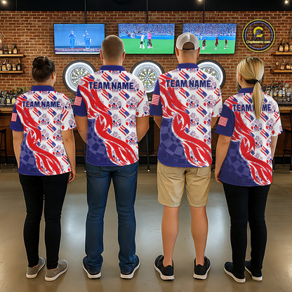 Custom America Flag Dart Polo & Quarter-Zip Shirt For Men Patriotic USA Dart Jerseys NYN2824