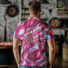 Load image into Gallery viewer, Custom Pink Blue Paint Dartboard &amp; Arrow Polo &amp; Quarter-Zip Shirt For Men Outfits Dart Jerseys NYN2825