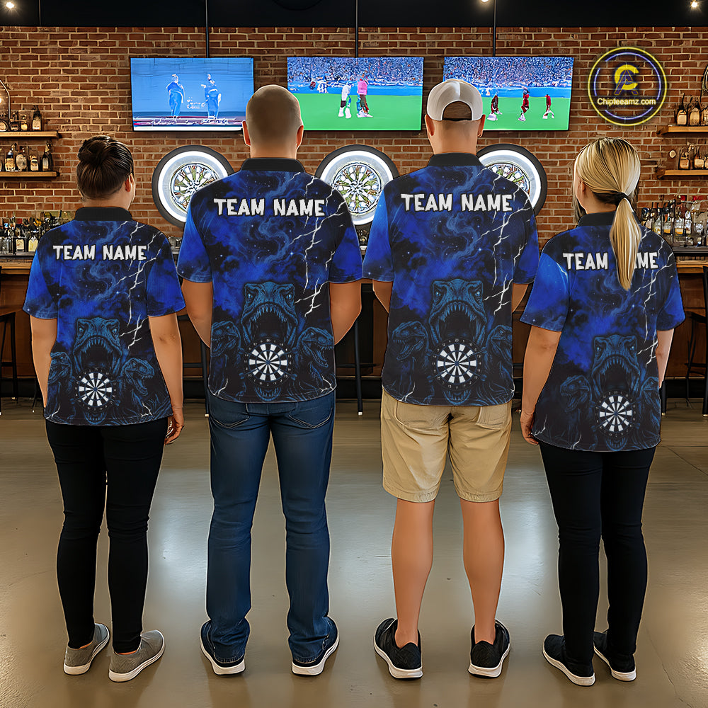 Personalized Blue Smoking Funny Dinosaurs Mens Darts Shirt Custom Grunge Outfits Dart Jerseys NYN3204