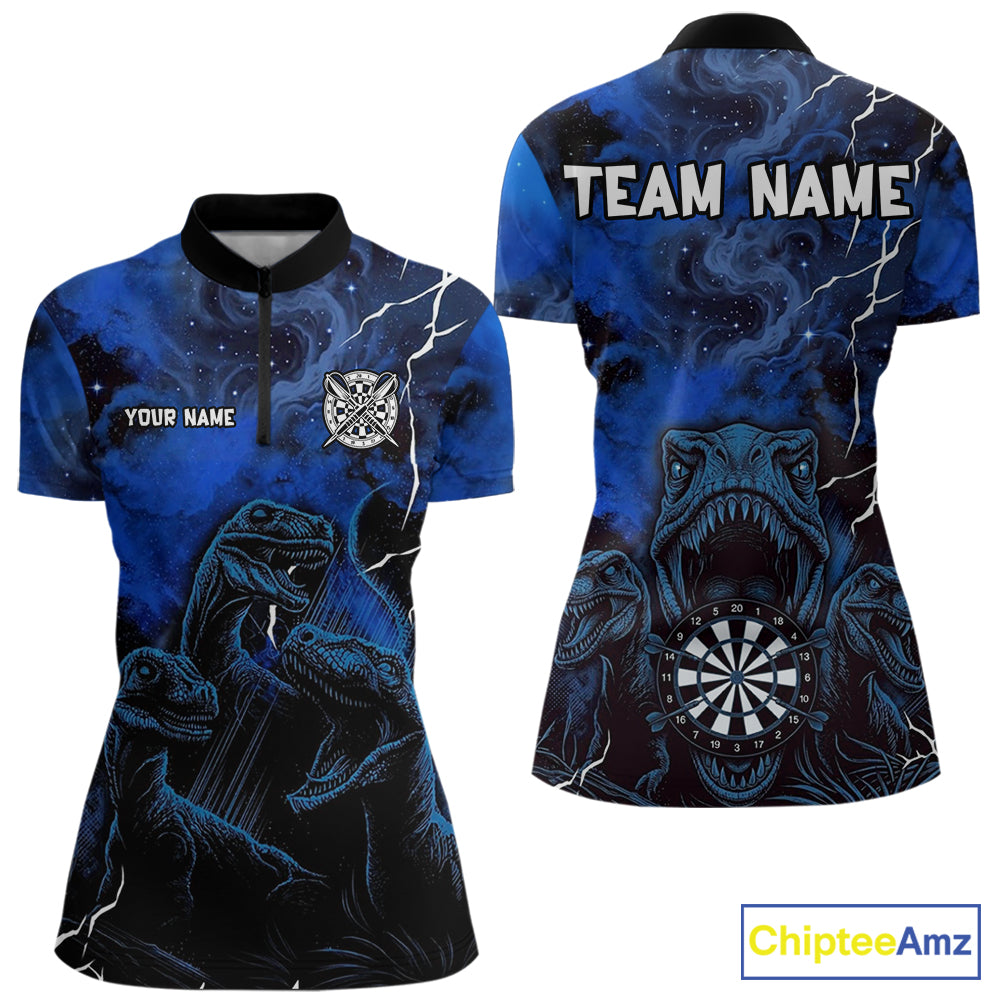 Personalized Blue Smoking Funny Dinosaurs Womens Darts Shirt Custom Grunge Outfits Dart Jerseys NYN3204