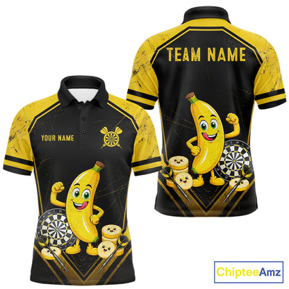 Funny Banana Mascot Black And Yellow Darts Jersey For Men Custom Polo & 1/4 Zip Darts Team Shirts NYN3206