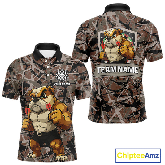 Golden Ochre Bulldog With Arrows Men's Grunge Darts Shirt - Custom Name For Players NYN0504