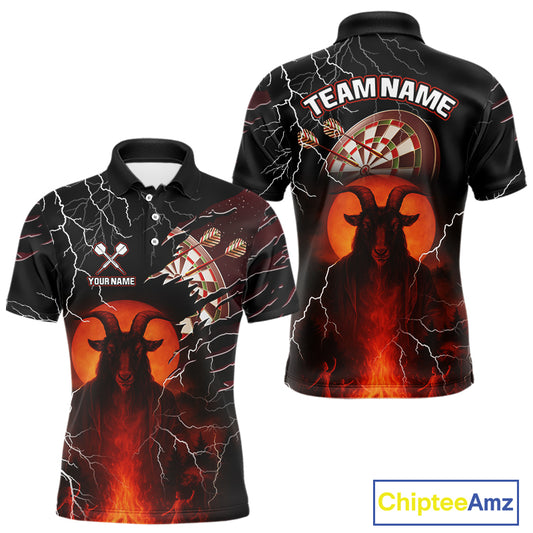 Flaming Goat Lightning Dartboard Men's Darts Team Shirt - Custom Name For Players NYN0509