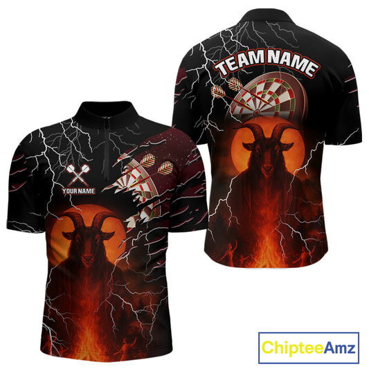 Flaming Goat Lightning Dartboard Men's Darts Team Shirt - Custom Name For Players NYN0509