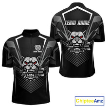 Load image into Gallery viewer, Black Bulldog Holding Arrows Men's Team Shirt - Custom Name For Darts Jersey NYN0512