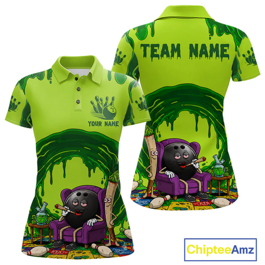 Smoking Funny Ball & Pins Bowling Shirt For Women Personalized Bowling Team Tournament Jersey NYN3749