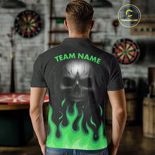 Load image into Gallery viewer, Custom Green Flames Skull Dartboard Polo Darts Shirt For Men Outfit Dart Team Jersey NYN0995