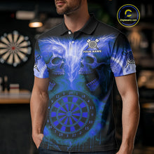 Load image into Gallery viewer, Custom Lightning Orange Skulls Dartboard Polo Darts Shirt For Men Outfit Dart Team Jersey NYN1005