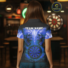 Load image into Gallery viewer, Custom Lightning Orange Skulls Dartboard Polo Darts Shirt For Women Outfit Dart Team Jersey NYN1005
