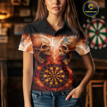 Load image into Gallery viewer, Custom Lightning Blue Skulls Dartboard Polo Darts Shirt For Women Outfit Dart Team Jersey NYN1006