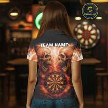 Load image into Gallery viewer, Custom Lightning Blue Skulls Dartboard Polo Darts Shirt For Women Outfit Dart Team Jersey NYN1006