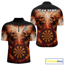 Load image into Gallery viewer, Custom Lightning Blue Skulls Dartboard 1/4-Zip Darts Shirt For Men Outfit Dart Team Jersey NYN1006
