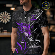 Load image into Gallery viewer, Men's Polo Dart Shirt Purple Fierce Tiger Dartboard Personalized Darts Jerseys Outfits NYN1015
