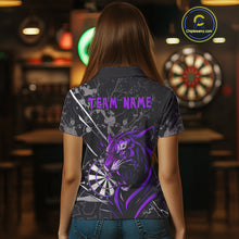 Load image into Gallery viewer, Women&#39;s Polo Dart Shirt Purple Fierce Tiger Dartboard Personalized Darts Jerseys Outfits NYN1015