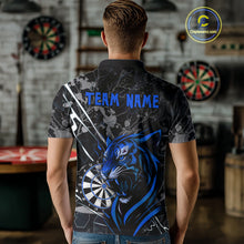 Load image into Gallery viewer, Men's Polo Dart Shirt Blue Fierce Tiger Dartboard Personalized Darts Jerseys Outfits NYN1016