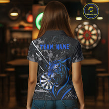 Load image into Gallery viewer, Women&#39;s Polo Dart Shirt Blue Fierce Tiger Dartboard Personalized Darts Jerseys Outfits NYN1016