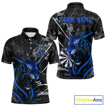 Load image into Gallery viewer, Men's Polo Dart Shirt Blue Fierce Tiger Dartboard Personalized Darts Jerseys Outfits NYN1016