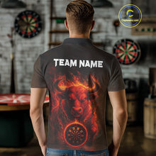 Load image into Gallery viewer, Custom Funny Bull Grunge Red Flames Dartboard Dart Men Polo Shirt Outfits Dart Jerseys NYN1635