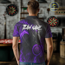 Load image into Gallery viewer, Custom Purple Flaming Dartboard Grim Reaper Dart Men Polo Shirt Dart Team Jerseys NYN1639